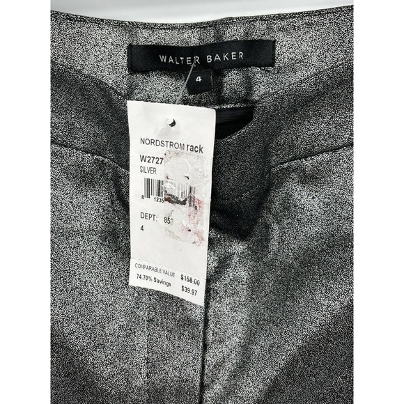 $158 Walter Baker Leo Ankle Pant Metallic Silver Black Size 4 - Picture 5 of 6